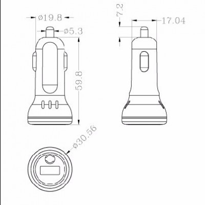 深圳華科達** 車充外殼、汽車充電器外殼、352單USB+線口車充、車充五金自動車床車件、車載手機支架、適配器外殼