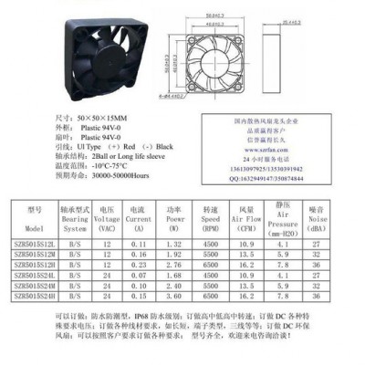 5010散熱風扇 12V小風扇 雙滾珠