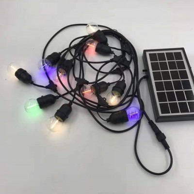 戶外太陽能燈串led節日彩燈 7米10個燈頭e27太陽能防水燈座燈串線