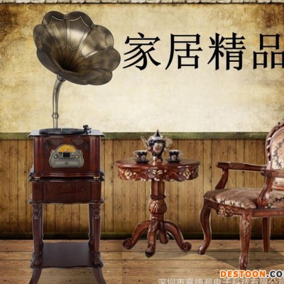 家樂聲留聲機黑膠唱片機 留聲機 復古 音響 送禮佳品 大銅喇叭