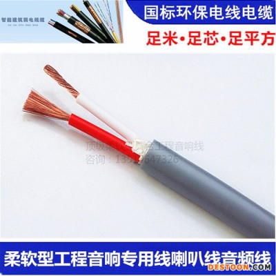 直銷國標純銅2芯電線2CX1.5工程音響線祼銅線喇叭線護套線100米卷                柔軟型銀色