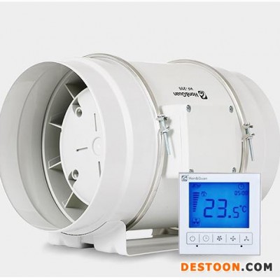 鴻冠 管道風機液晶開關智能三檔調速延時排風扇8寸HF-200靜音