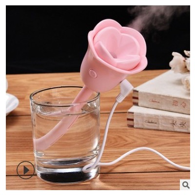 迷你辦公桌面加濕器新款 小電器禮品logo定制usb玫瑰花加濕器批發(fā)