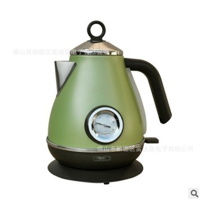 復(fù)古木紋烤漆304不銹鋼家用電熱水壺電燒水壺出口外貿(mào)電熱壺