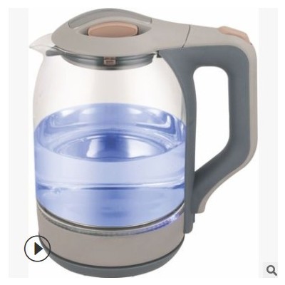 工廠定制1.8L家用燒水壺LED發(fā)光藍(lán)光高硼硅玻璃電熱水壺